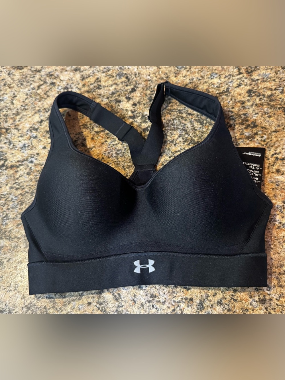 Under Armour High Impact Sports Bra Black Women's 32C Full Support Wireless